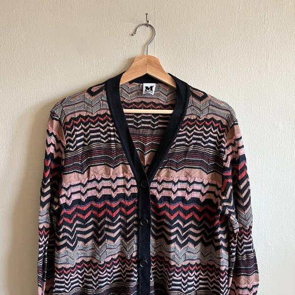 M Missoni Multicolor Chevron Zigzag Pattern Long Cardigan Sweater - Picture 2 of 8